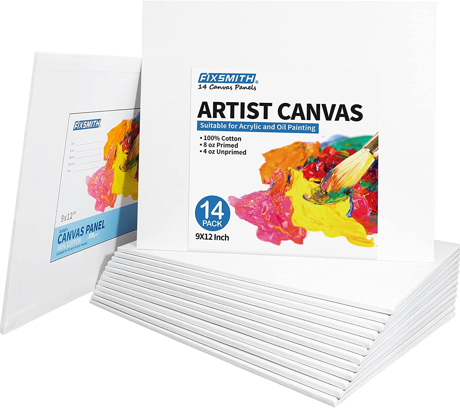 Painting Canvas Panels,12 Pack 6x8 Inch Super Value Pack,for Oil & Acrylic Paint 