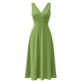 thumbnail image 5 of Bxsruta Womens Midi Dress V Neck Sleeveless Flowy Casual Pleated Dresses for Women Summer Cocktail Party, 5 of 5
