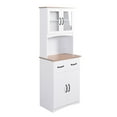 thumbnail image 6 of CQSXDA Tall Wooden Kitchen Cabinet with Top and Bottom Enclosed Cabinet Space，2 Drawers, Kitchen Pantry Storage Cabinet ，Open Space for Microwave, (White), 6 of 10