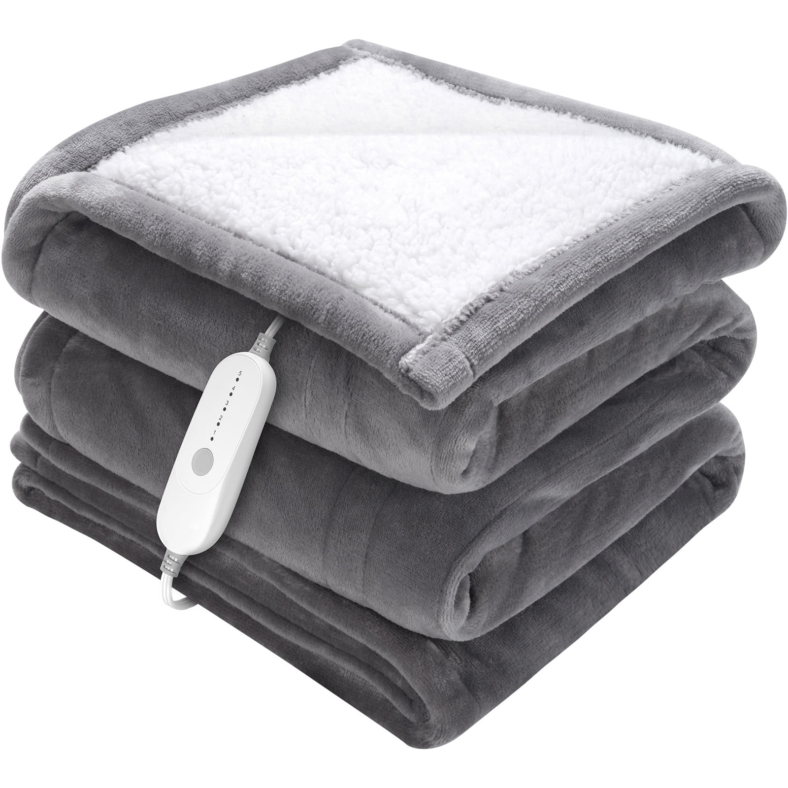 VEVOR 50" x 60" Electric Heated Throw Blanket, Flannel & Sherpa Throw Heating Blanket with 5 Heating Levels and 3hrs Timer Auto-Off, ETL Certification