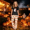 thumbnail image 2 of Family Pajamas Matching Sets - 2 piece Ghost with Pumpkin Short Sleeve Top and Pants ,Matching Halloween Pjs for Family Couples Women Men for 2XL Pjs, 2 of 8
