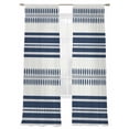 thumbnail image 2 of Navy Blue Striped Semi Sheer Curtains 108 Inch Length 2 Panels Set, Farmhouse Geometric Stripe Sheer Kitchen Curtain Privacy Voile Window Curtain for Living Room Bedroom Rod Pocket Drapes, 2 of 7