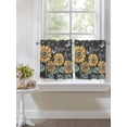 thumbnail image 3 of Sunflowers Rustic Half Window Curtain 36 Inches Long, Spring Summer Pastoral Flowers Black Window Treatment Curtain Drapes, Small Tier Curtains for Bathroom Over Sink, 27.5"x36", 2 Panels, 3 of 7