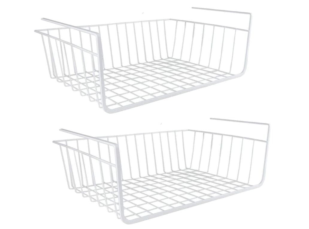 White Under Shelf Hanging Basket,White Under Shelf Storage Basket,Metal