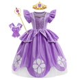 thumbnail image 1 of Sophia The First Anime Disfraz Niñas Princesa Vestido Púrpura Floral Vestido de fiesta Niños Carnaval Fiesta Ropa Sofia Cosplay Robes7-8T (Etiqueta 140) Gao Jinjia LED, 1 of 2