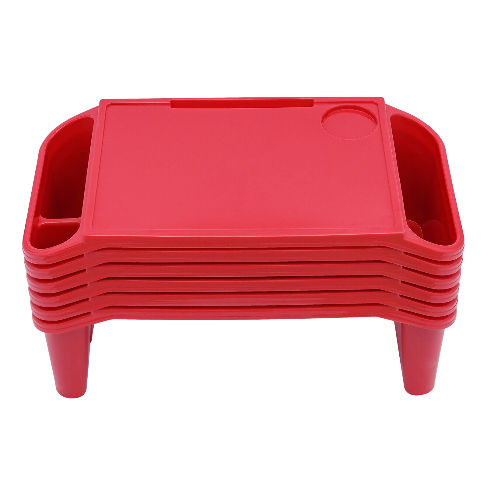 6Pcs Kids Lap Desk Tray Plastic Breakfast Laptop Trays with Side Pockets, Port