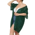 thumbnail image 4 of Unique Bargains Women's Plus Size Polka Dots Bell Sleeve Chiffon Summer Cardigans 2X Green, 4 of 6