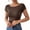 Coffee, variant on Women's Summer Scoop Neck T-Shirt, Solid Short Sleeve Open Back Slim Fit Casual Basic Tee, Form Fitting U-Back Crop Top Black,Navy,White,Coffee XS,S,M,L,XL