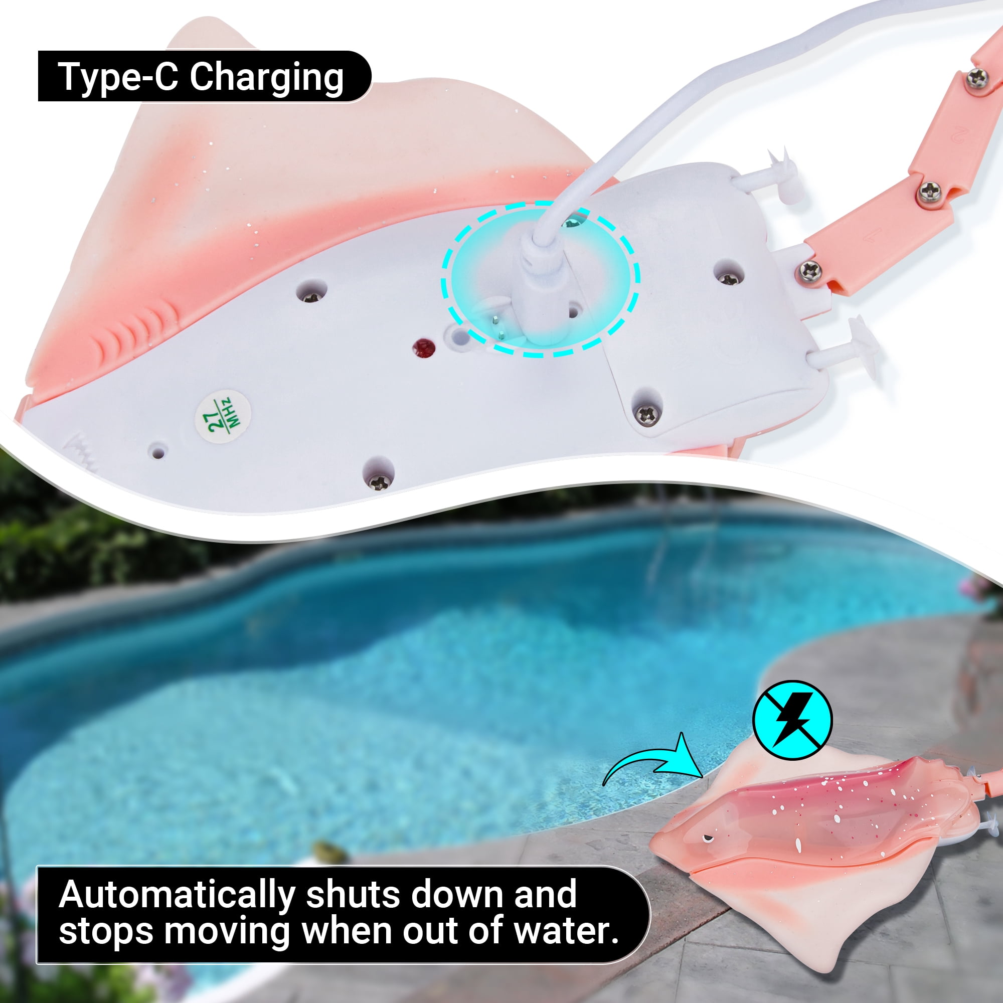 Contixo RC Stingray Fish Toy, Waterproof Remote Control Stingray with LED Lights and Dual Motor, Ages 3-12, Pink