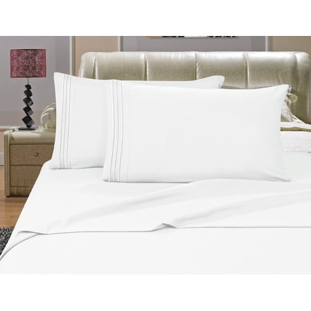 Elegant Comfort 1500 Series Queen Bed Sheet Set Deep Pocket Cooling Sheets White