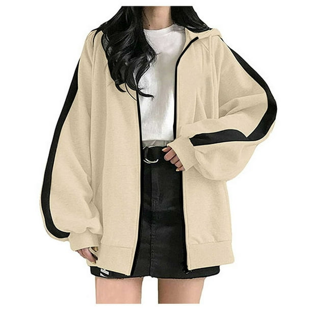 Mujeres Casual manga larga bolsillo suelto Navidad estampado cremallera medio y largo Tops sudaderas con capucha blusa de mujer Fridja bvmnju5758