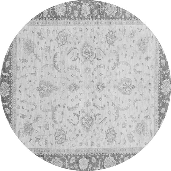 Ahgly Company Indoor Round Abstract Gray Modern Area Rugs, 7' Round
