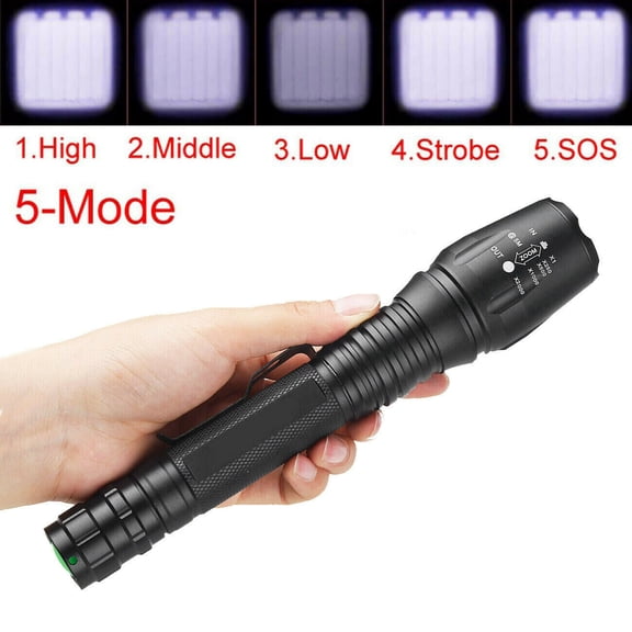 LED Flashlight Tactical Military Flash Light 1000 Lumen Super Bright Zoomable