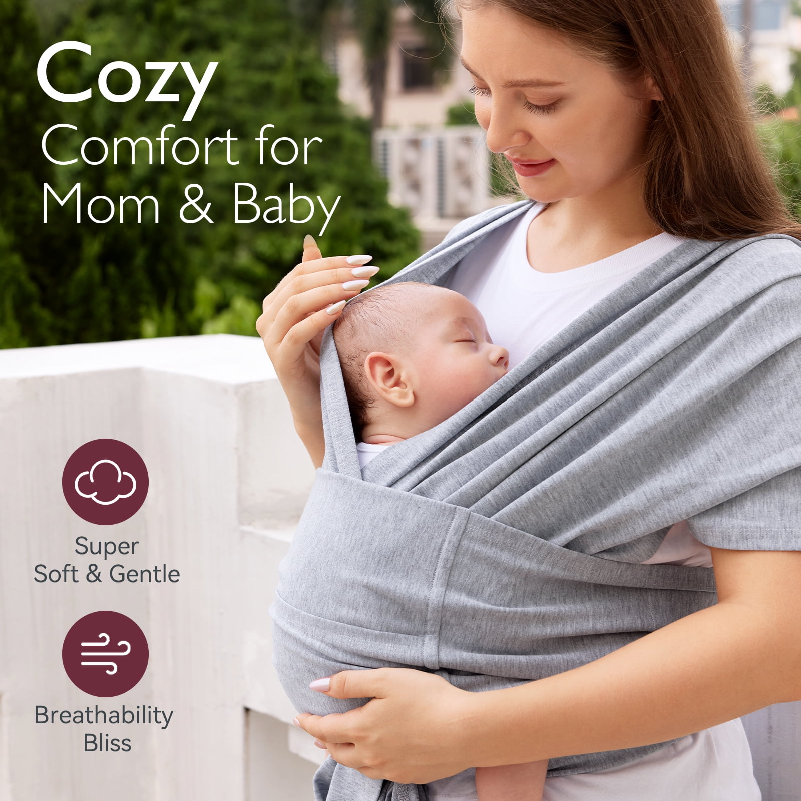Momcozy Baby Carrier,Skin-friendly and breathable fibers,Adjustable Baby Carrier Wrap,Holds up to 35 pounds of Toddler, Easy to Wear Baby Sling Wrap