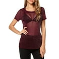 thumbnail image 2 of Ladies Tops and Blouses Womens Solid See Through Long Sleeve Arm Shaper Top Mesh Shirt Blouse Long Sleeve T shirt Women, 2 of 5