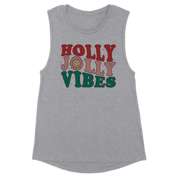 Holly Jolly Vibes Women's Muscle Tank Medium Heather Grey