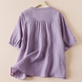 thumbnail image 4 of Patlollav Plus Size Womens Printing Casual Loose Fashion T-Shirt Button Tops Cotton and Linen Blouse, 4 of 6