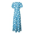 thumbnail image 6 of vigerkar Women's Casual V Neck Maxi Dress with Short Sleeve Sexy Elegant Floral Dress Blue, M, 6 of 7