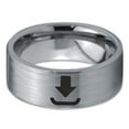 thumbnail image 2 of Tungsten Internet Download Symbol Icon Band Ring 8mm Men Women Comfort Fit Gray Flat Cut Brushed Polished, 2 of 4