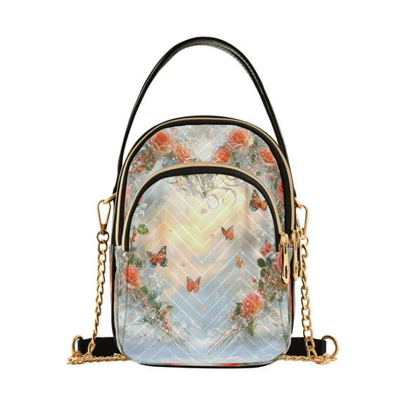 YAZAOO Cross Body Fashion Shoulder Waist Purse Bags Roses Heart Pocket Handbags