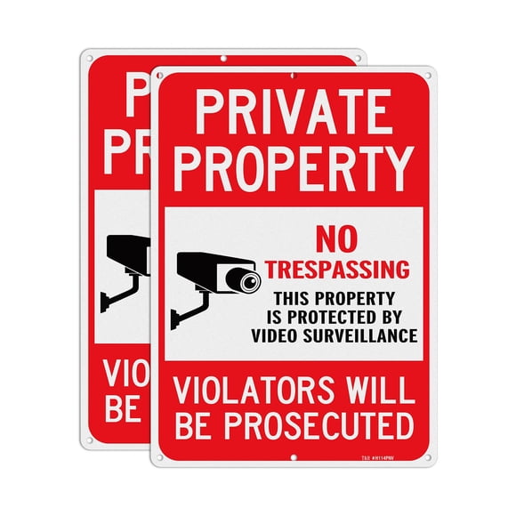T&R Large No Trespassing Sign Private Property Violators Will Be Prosecuted, Video Surveillance Sig
