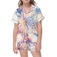 thumbnail image 1 of Pyjamas pour Enfants Mode Imprimé Bouton Ensemble Manches Courtes Jour de l'Indépendance Col Rabattu Vêtements Bébé Fille Multi-Couleur 4-5 Ans, 1 of 3
