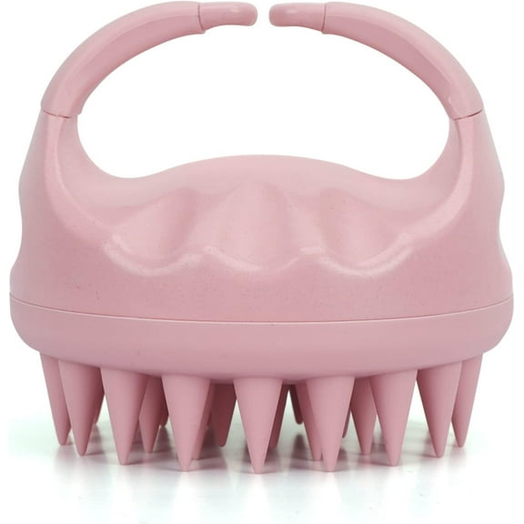 Scalp Massager Shampoo Brush, Hair Scrub Brush with Soft & Flexible Silicone Bristles Hair Care and Head Relaxation, Wet and Dry Hair Scrubber/Exfoliator for Dandruff Removal & Hair Growth-Pink