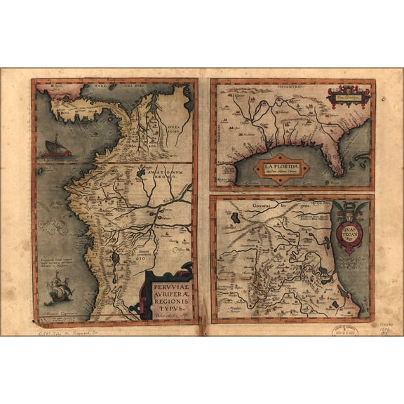 24"x36" Gallery Poster, maps of america pre united states 1584 in latin