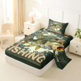 thumbnail image 2 of Castle Fairy Farm Wood Bass Twin Sheets 3pcs,Gone Fishing Rod Splash Print Bedding,Sage Beige,1 Fitted Sheet,1 Flat Sheet and 1 Pillowcase, 2 of 6