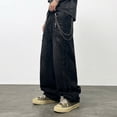 thumbnail image 4 of Men's Wide Leg Baggy Jeans Loose Fit Hip HopY2K Denim Pants Casual Trousers Streetwear, 4 of 6