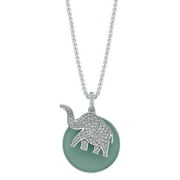 Believe by BrilliancecFine Silver Plated Amazonite and Cubic Zirconia "Lucky" Elephant Pendant Necklace, 18"+2"