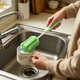 thumbnail image 4 of Dish Washing Brush With Handle, Cleaning Brushes for Household Use, Adjustable Long Handle Water Bottle Brush, For Soft Foam Dish Cleaning Brush For Wine Glasses Mugs Cups & Kettles (Green), 4 of 6