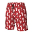 thumbnail image 6 of Uemuo Cartoon Lobster Pattern Men's Swim Trunks Hawaiian Beach Bathing Suit Swimsuits Beach Quick-Dry Shorts with Pockets-X-Large, 6 of 9