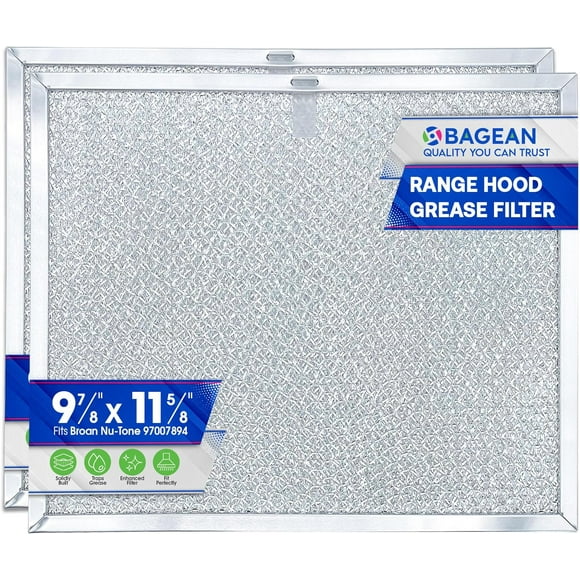 Stove Hood Vent Filters 9.9" x 11.7" 97007894 Compatible with Broan Range Hood Filter Replacement - Fit's Nutone Kitchen Exhaust Fan Filter Screen - Blocks Grease & Filters Oven Air (2-Pack)