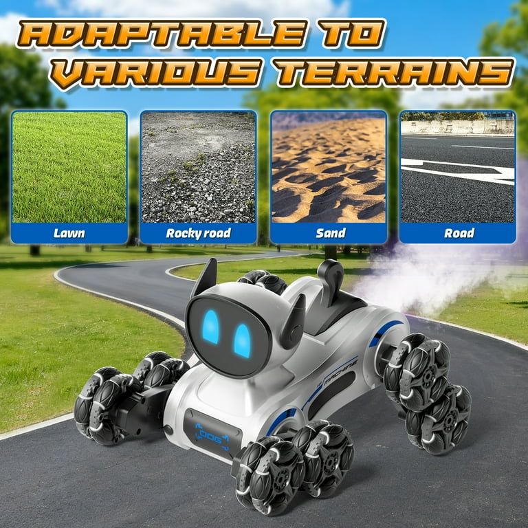 OROLIVING 8WD Remote Control Robot Dog Toy, RC Stunt Car with