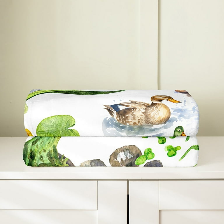 YST Mallard Duck Blanket for Kids Boys Girls Wild Frog and Dragonfly Throw Blanket Baby 30x40 Inch Lotus Leaves Flowers Fleece Blanket Farmhouse