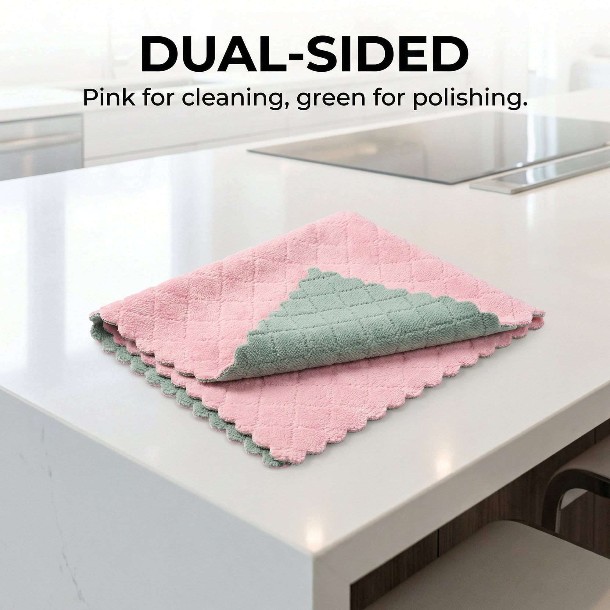 Unique Bargains 3pcs Kitchen Absorbent Microfiber Cleaning Towels Pink Blue 10" x 10"