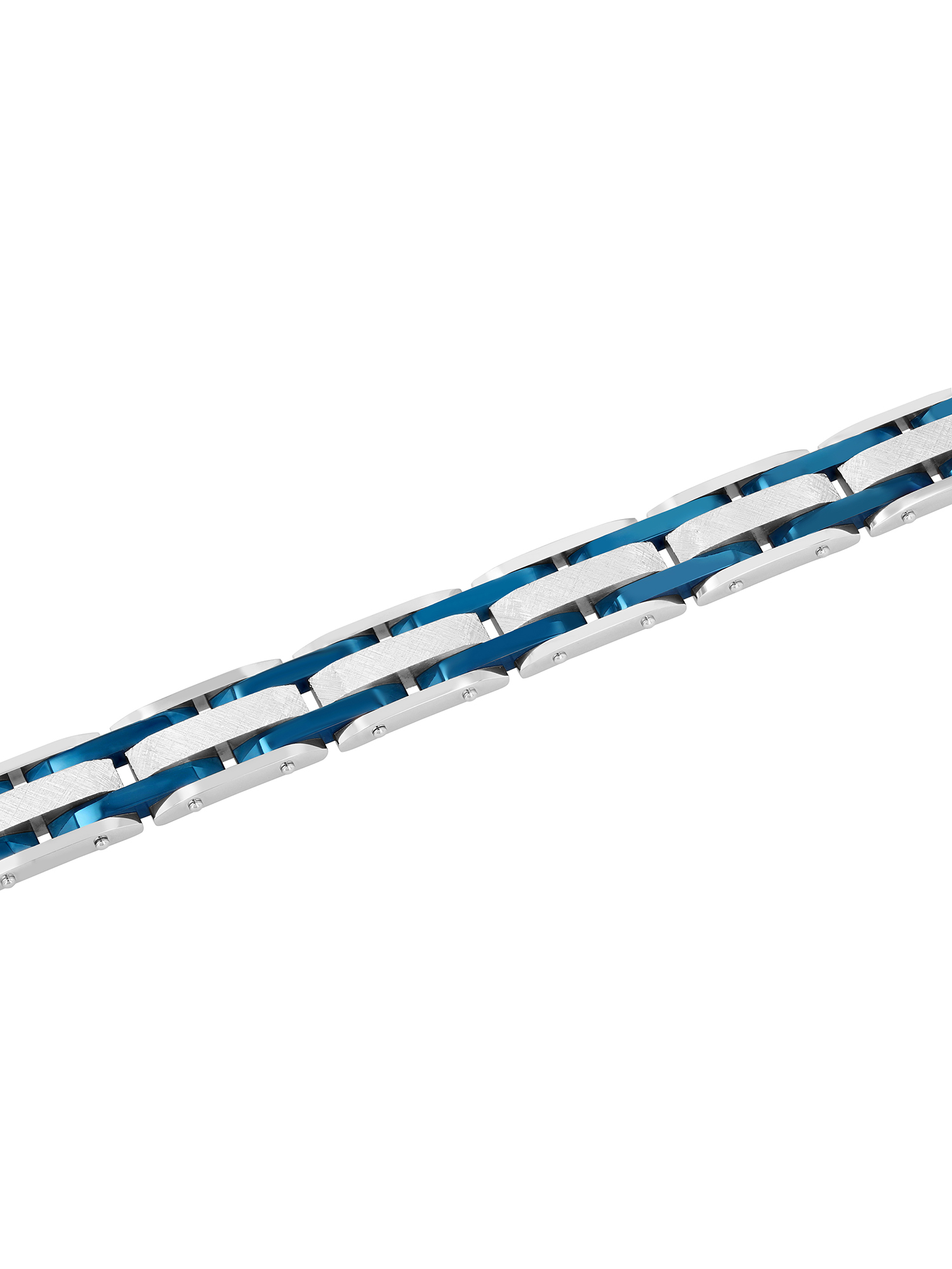 Men's Stainless Steel and Blue Link Bracelet