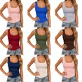 thumbnail image 3 of DuoJiaJ Womens Ribbed Tank Top, Solid Color Sleeveless Casual Top Brown M, 3 of 5
