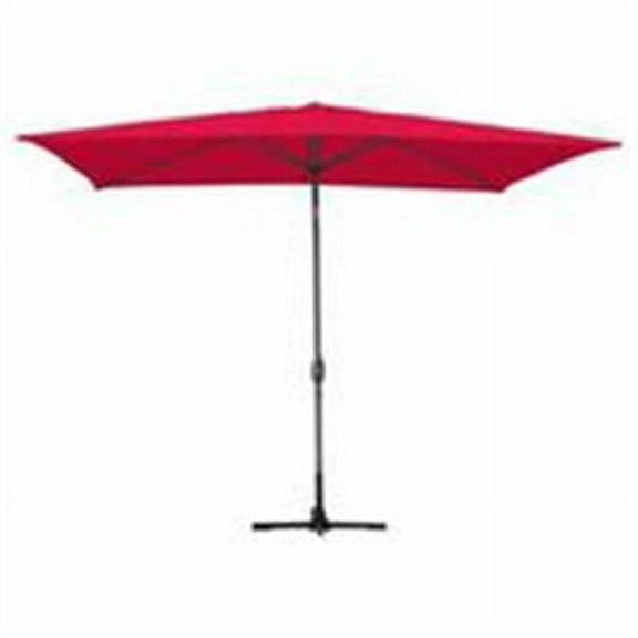Jeco UBP64-UBF61 6.5 x 10 Ft. Aluminum Patio Market Umbrella Tilt with Crank - Red Fabric & Grey Pole
