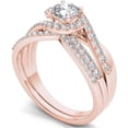 thumbnail image 2 of 1 Carat T.W. Diamond Bypass Halo 14kt Rose Gold Engagement Ring Set, 2 of 5
