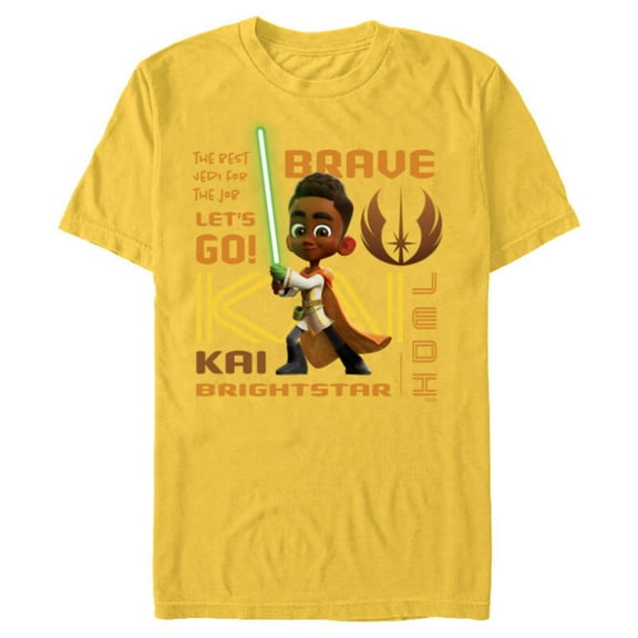 Star Wars Young Jedi Adventures Kai Brightstar Brave Jedi - Short Sleeve Blended T-Shirt for Adults - Customized-Yellow