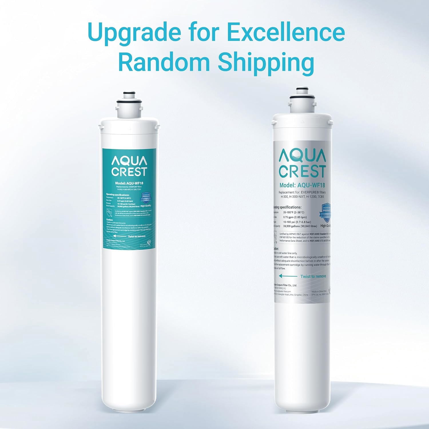 AQUA CREST H-300 Under Sink Water Filter, Replacement for Everpure H-300, H-300-NXT, 7CB5, EV9270-71, EV9270-72, EV9618-11, EV9855-50, EV9282-01, NSF/ANSI 42 Certified, 24000 Gallons