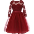 thumbnail image 2 of Little Girl Floral Lace Top Tulle Flower Party Flower Girl Dress USA Burgundy 4 JKS 2098, 2 of 3