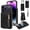 Black, variant on Nalacover RFID Blocking Wallet Case for iPhone 16e/17e, Shockproof PU Leather Magnetic Button Zipper Purse Card Slots & Kickstand Crossbody Phone Case with Shoulder & Wrist Strap,Purple