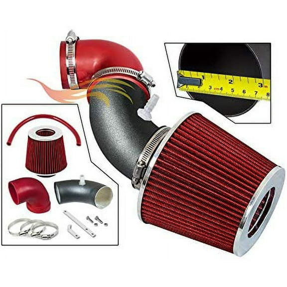 RW SERIES - MATTE BLACK PIPE RED - SHORT RAM INTAKE Compatible For 06-08 Honda Fit/Jazz 1.5L L4