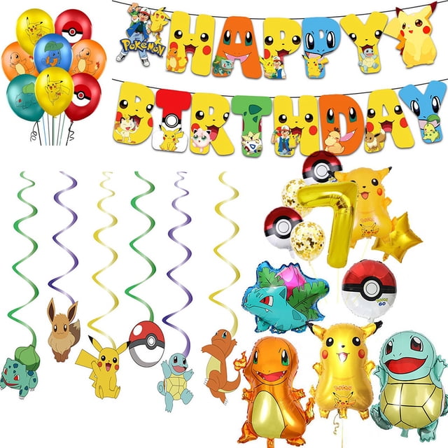 Pokemon Birthday Decorations Pikachu Party Balloons Tableware Plate Napkin Banner Backdrop Decor For Boys Kids Party Supplies