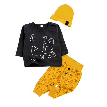 

Baby Boys Long Sleeve Cartoon Tops Print Pant with Hat Winter Outfits Set 3PCS Boy Suspenders and Bow Tie Outfit A Tracksuit for Women Going Home Outfit Baby Boy Boy Two Piece Outfit Baby Boy Clothes