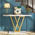 thumbnail image 4 of Moderen Faux Marble Console Table Hallway Table for Entryway, Gold & White, 4 of 7