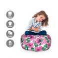 thumbnail image 2 of Floral Storage Toy Bag Chair, Repetitive Hibiscus Flowers Vibrant Leaves Plain Backdrop, Stuffed Animal Organizer Washable Bag, Large Size, Pale Pink Hunter Green, by Ambesonne, 2 of 3
